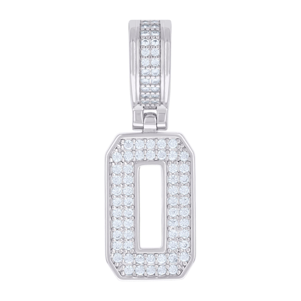 925 Sterling Silver Unisex 0.59ct Moissanite Initial Alphabet O Charm Pendant