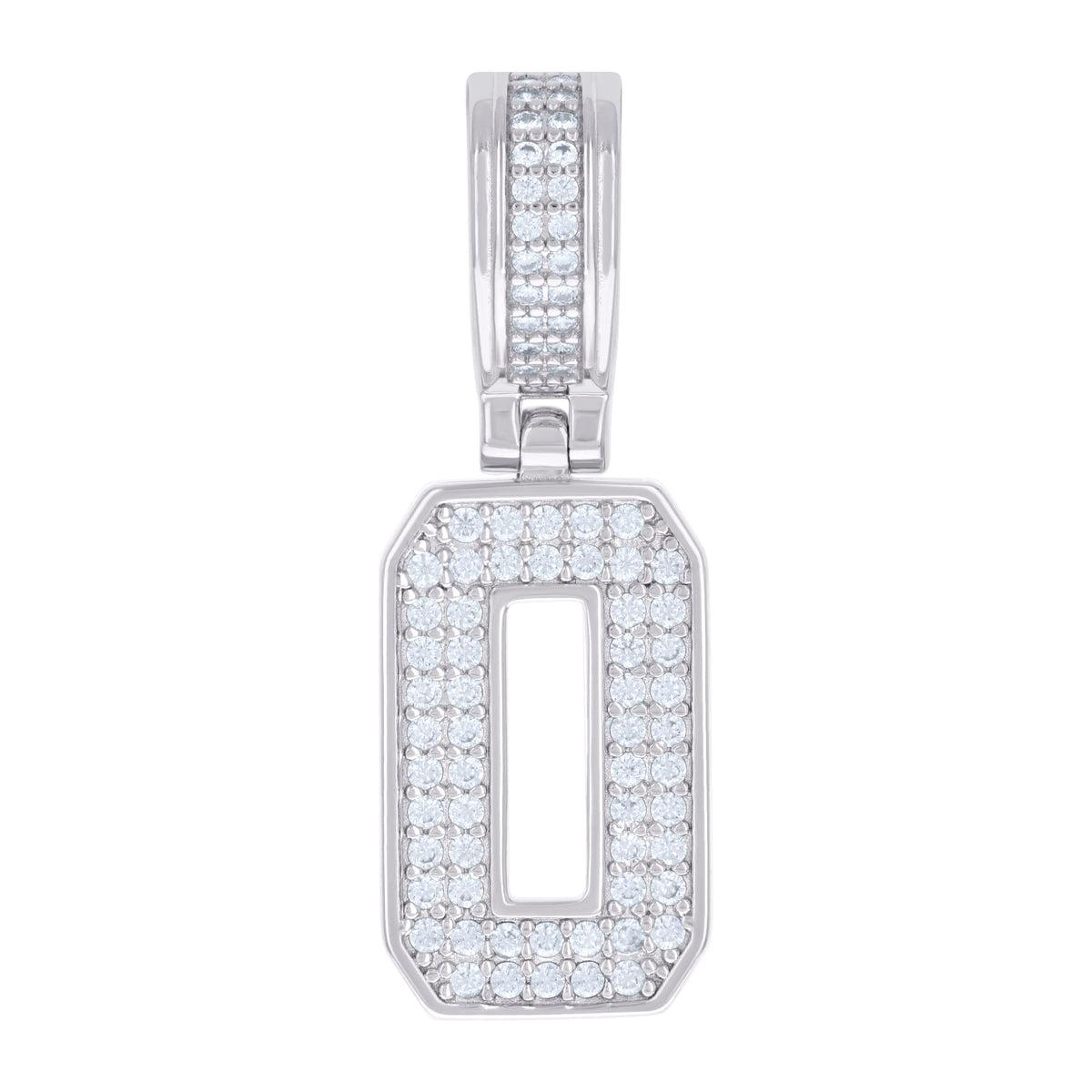925 Sterling Silver Unisex 0.59ct Moissanite Initial Alphabet O Charm Pendant