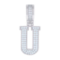 925 Sterling Silver Unisex 0.61ct Moissanite Initial Alphabet U Charm Pendant