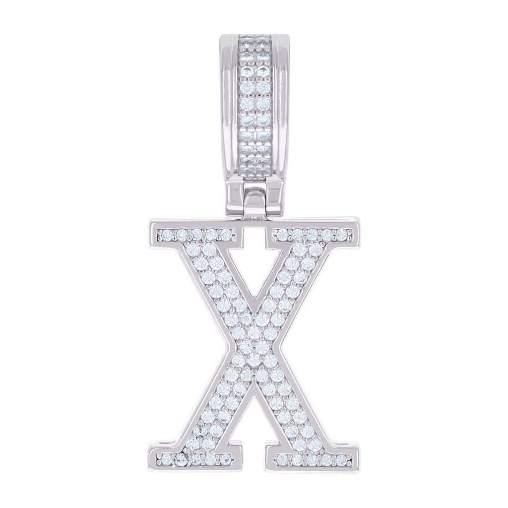 925 Sterling Silver Unisex 0.47ct Moissanite Initial Alphabet X Charm Pendant
