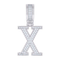 925 Sterling Silver Unisex 0.47ct Moissanite Initial Alphabet X Charm Pendant