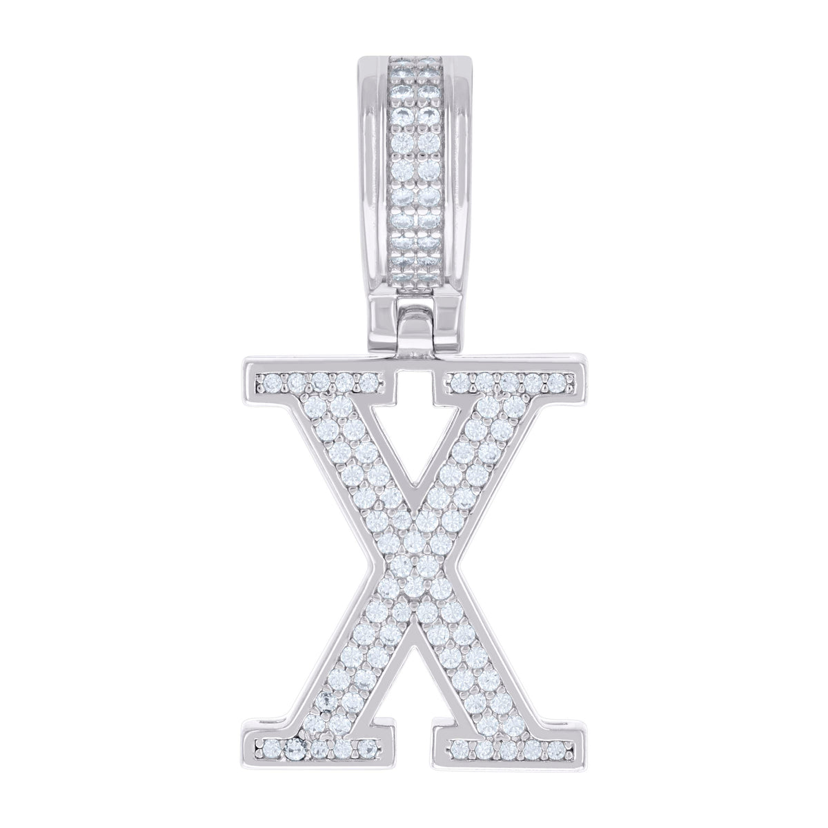 925 Sterling Silver Unisex 0.47ct Moissanite Initial Alphabet X Charm Pendant