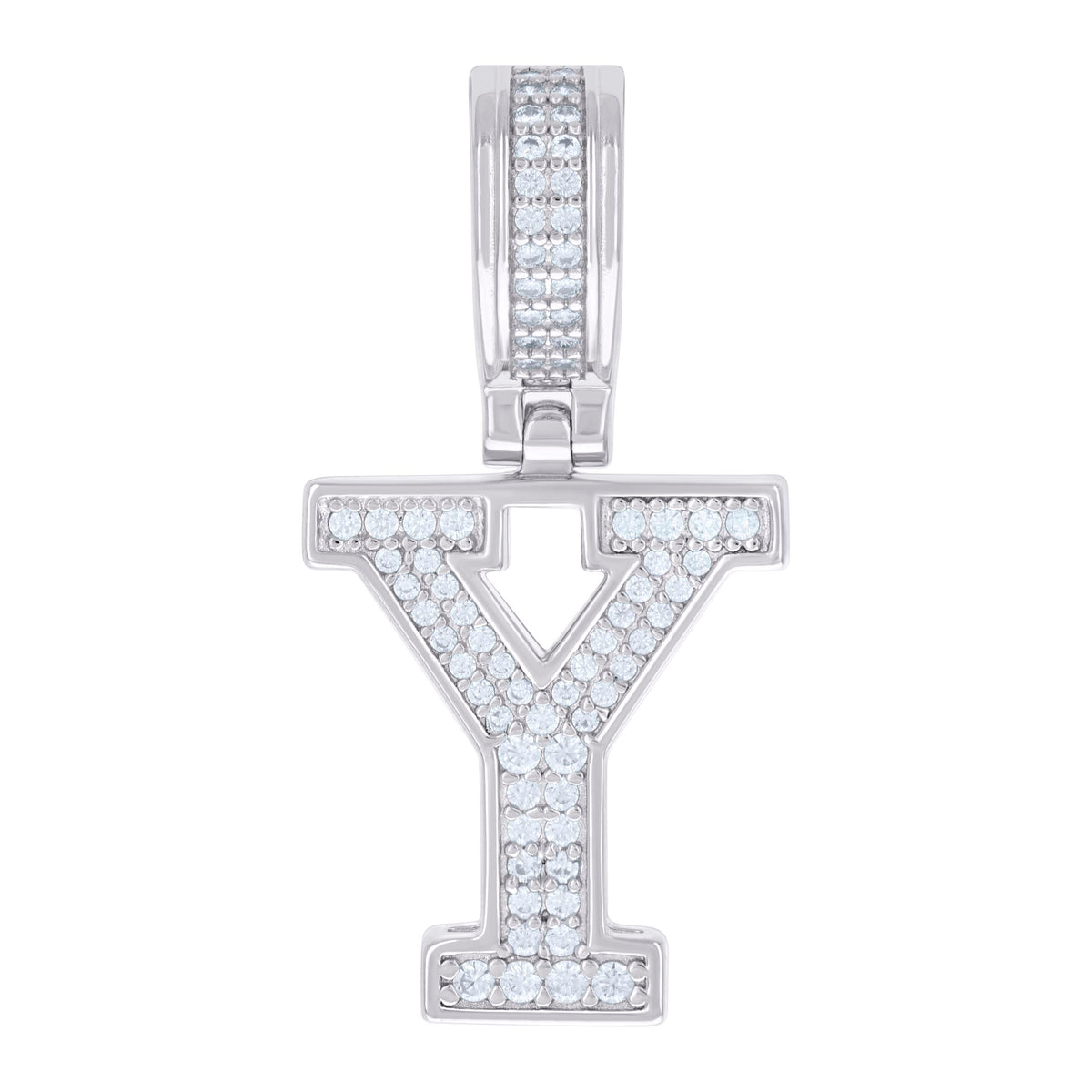 925 Sterling Silver Unisex 0.43ct Moissanite Initial Alphabet Y Charm Pendant