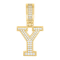 925 Sterling Silver Yellow-tone Unisex 0.43ct Moissanite Initial Alphabet Y Charm Pendant