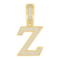 925 Sterling Silver Yellow-tone Unisex 0.59ct Moissanite Initial Alphabet Z Charm Pendant