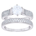 925 Sterling Silver Womens 1.72ct Moissanite Duo Ring Bridal Set Ring Size 8