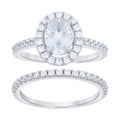925 Sterling Silver Womens Round Oval 0.74ct, 1.50ct Moissanite Oval Wedding/Engagement Duo Ring Set Ring Size 9