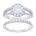 925 Sterling Silver Womens 2.28ct Moissanite Duo Ring Bridal Set Ring Size 6
