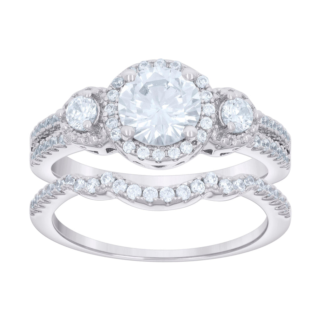 925 Sterling Silver Womens 1.82ct Moissanite Duo Ring Bridal Set Ring Size 6