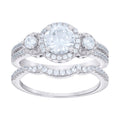 925 Sterling Silver Womens 1.82ct Moissanite Duo Ring Bridal Set Ring Size 6