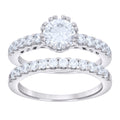 925 Sterling Silver Womens 1.84ct Moissanite Duo Ring Bridal Set Ring