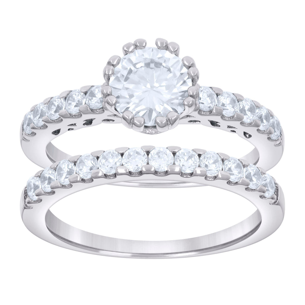 925 Sterling Silver Womens 1.84ct Moissanite Duo Ring Bridal Set Ring Size 6