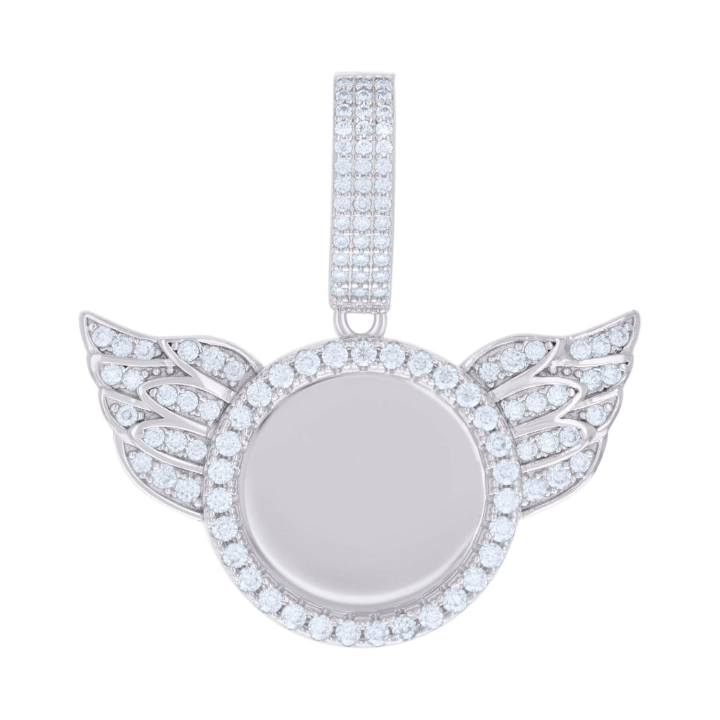 925 Sterling Silver Mens 1.20ct Moissanite Flying Circle Picture Frame Pendant