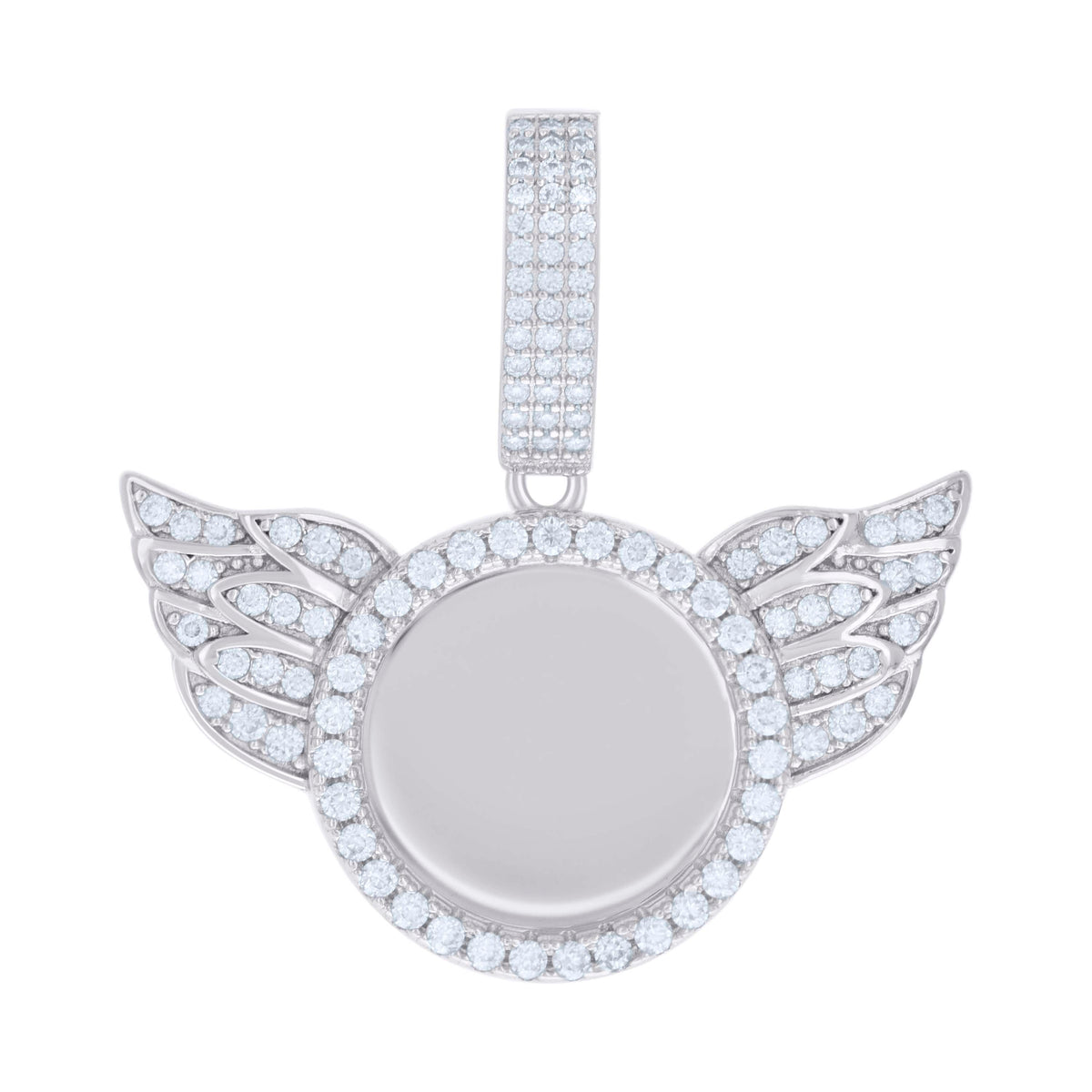 925 Sterling Silver Mens 1.20ct Moissanite Flying Circle Picture Frame Pendant