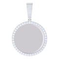 925 Sterling Silver Mens 3.04ct Moissanite Circle Picture Frame Pendant
