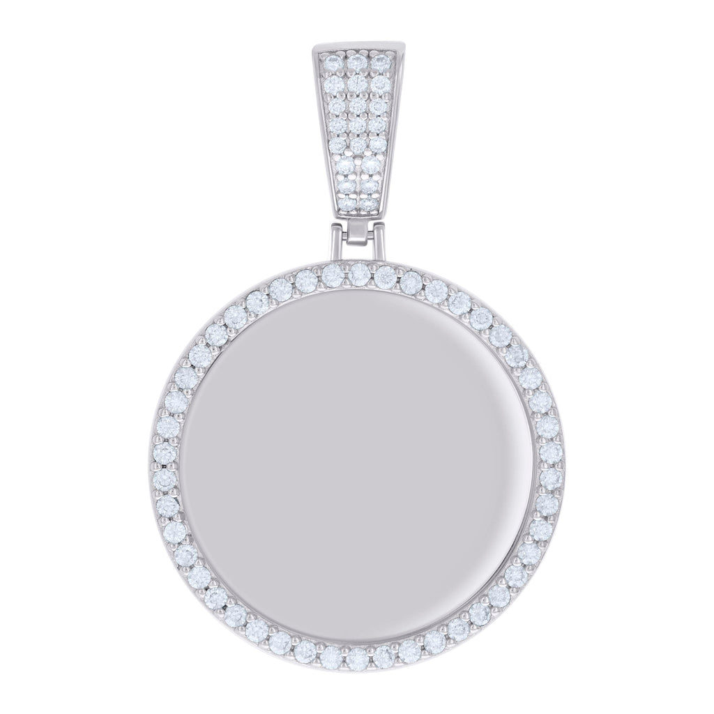 925 Sterling Silver Mens 1.20ct Moissanite Circle Picture Frame Pendant