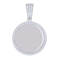 925 Sterling Silver Mens 1.20ct Moissanite Circle Picture Frame Pendant