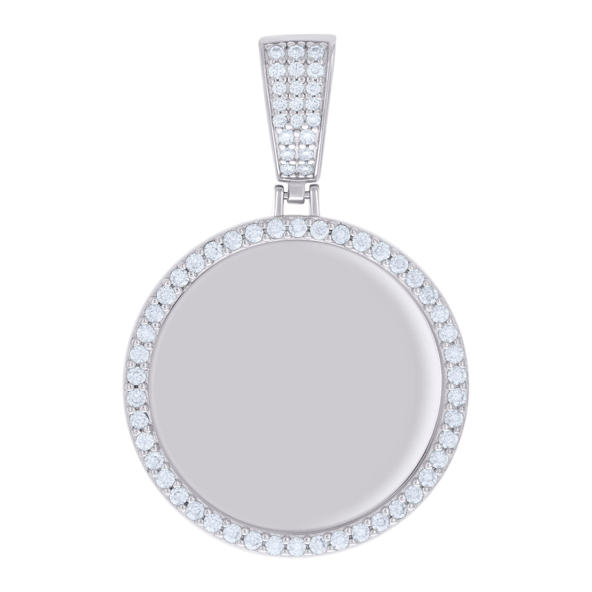925 Sterling Silver Mens 1.20ct Moissanite Circle Picture Frame Pendant