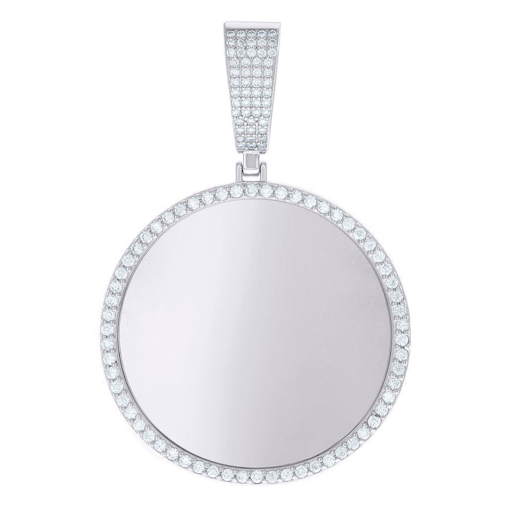 925 Sterling Silver Mens 1.55ct Moissanite Picture Frame Charm Pendant