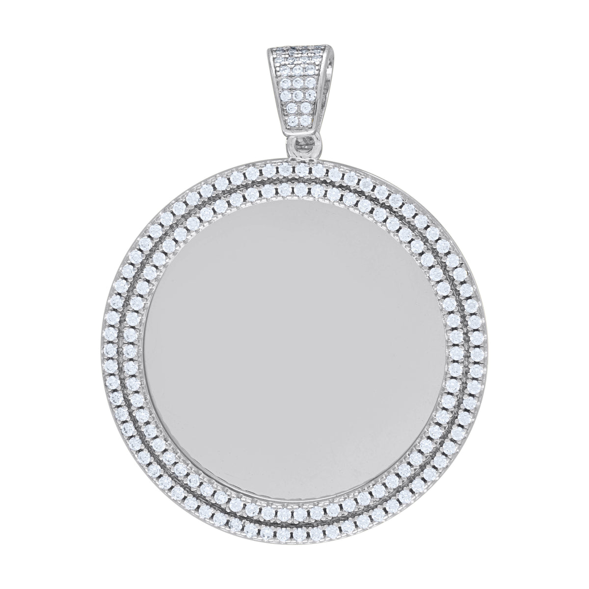 925 Sterling Silver Unisex 2.45ct Moissanite Memory Circle Photo Frame Pendant