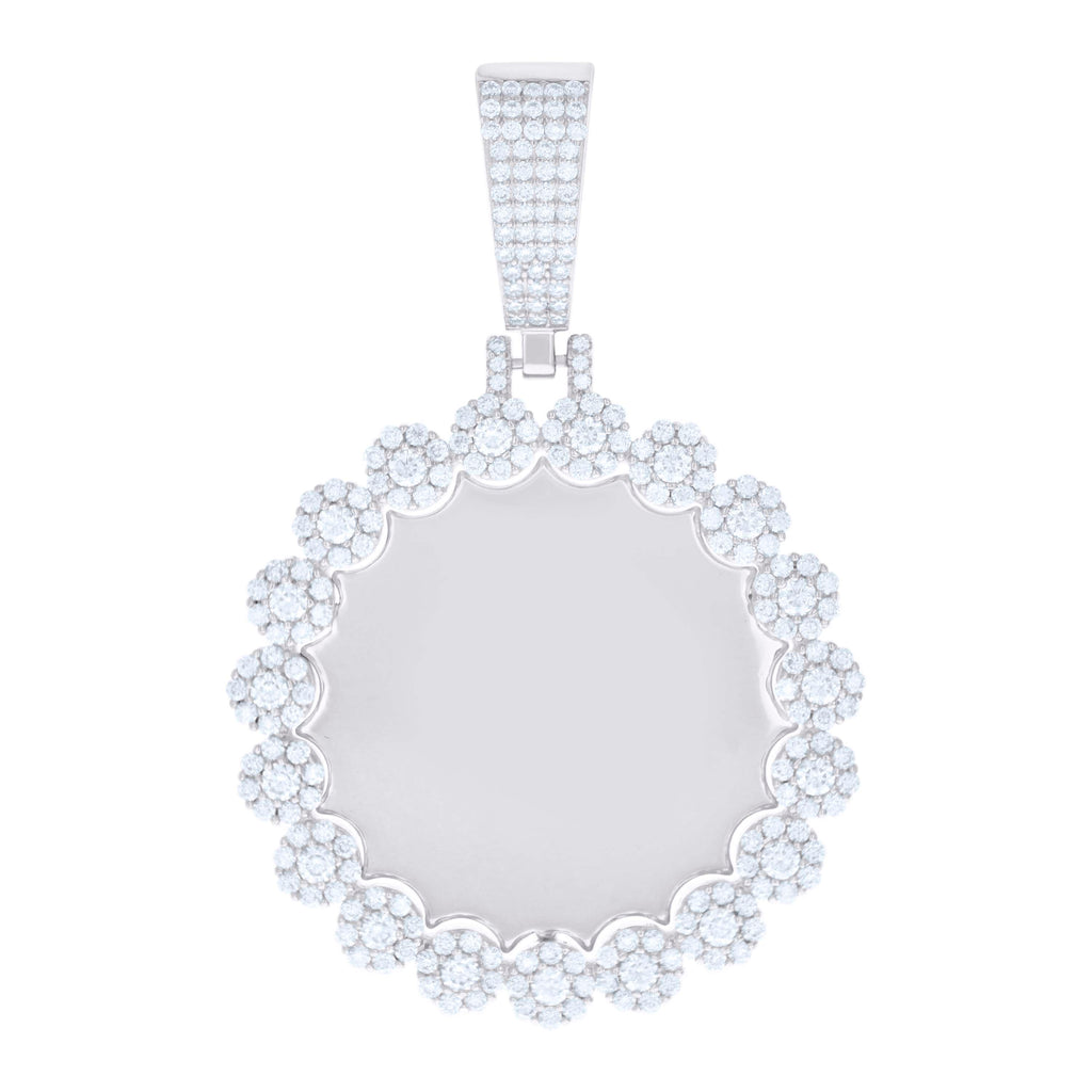 925 Sterling Silver Mens 3.67ct Moissanite Circle Picture Frame Pendant