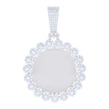 925 Sterling Silver Mens 3.67ct Moissanite Circle Picture Frame Pendant