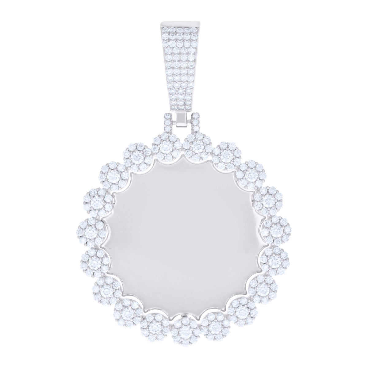 925 Sterling Silver Mens 3.67ct Moissanite Circle Picture Frame Pendant