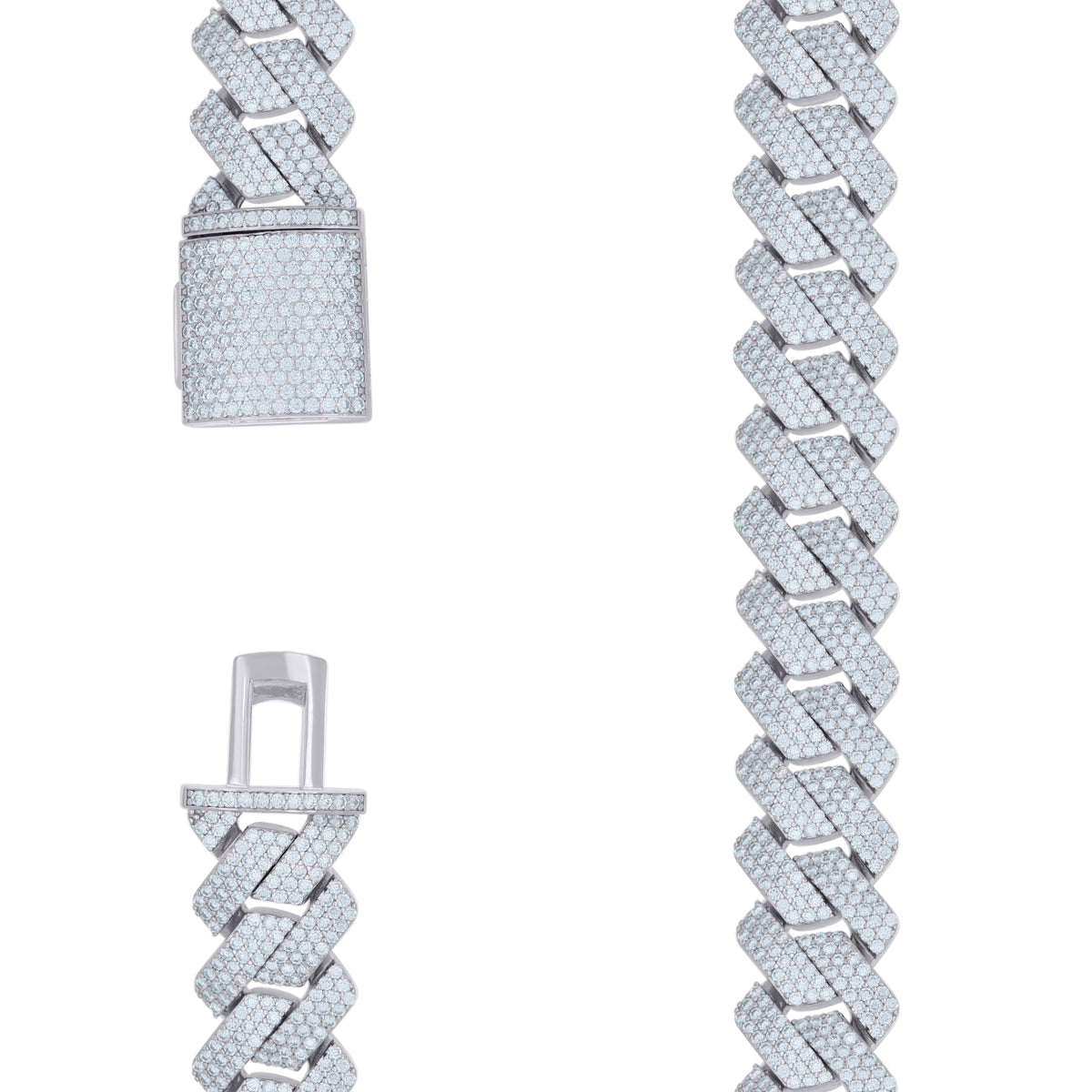 925 Sterling Silver 60.35ct Moissanite Miami Cuban Chain 20mm 22 Inches