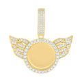 925 Sterling Silver Yellow-tone Mens 1.20ct Moissanite Flying Circle Picture Frame Pendant