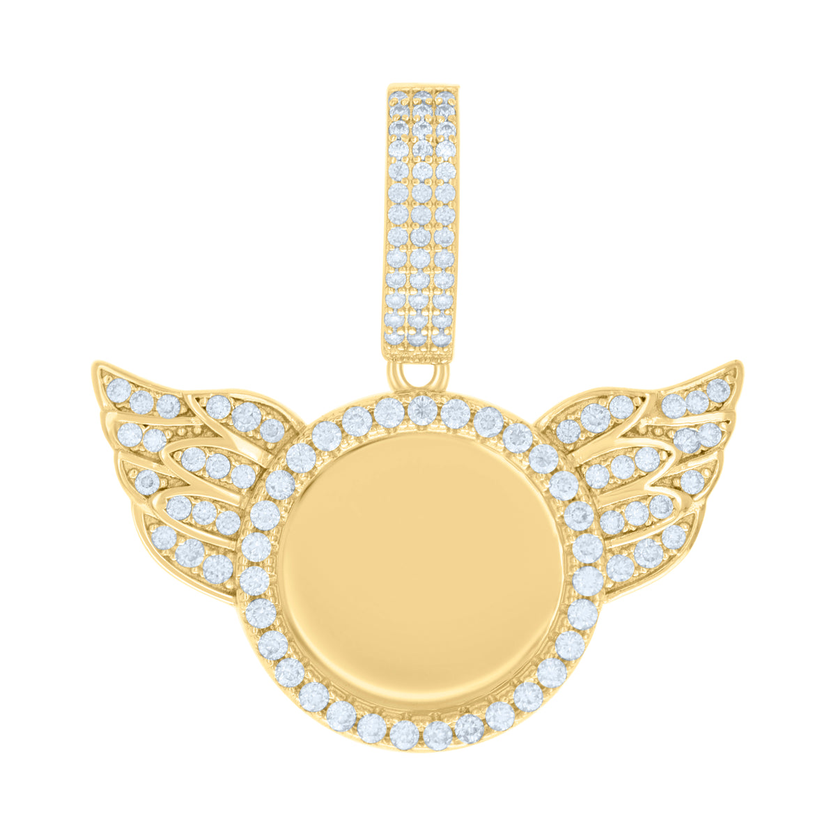 925 Sterling Silver Yellow-tone Mens 1.20ct Moissanite Flying Circle Picture Frame Pendant