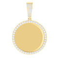 925 Sterling Silver Yellow-tone Mens 3.04ct Moissanite Circle Picture Frame Pendant