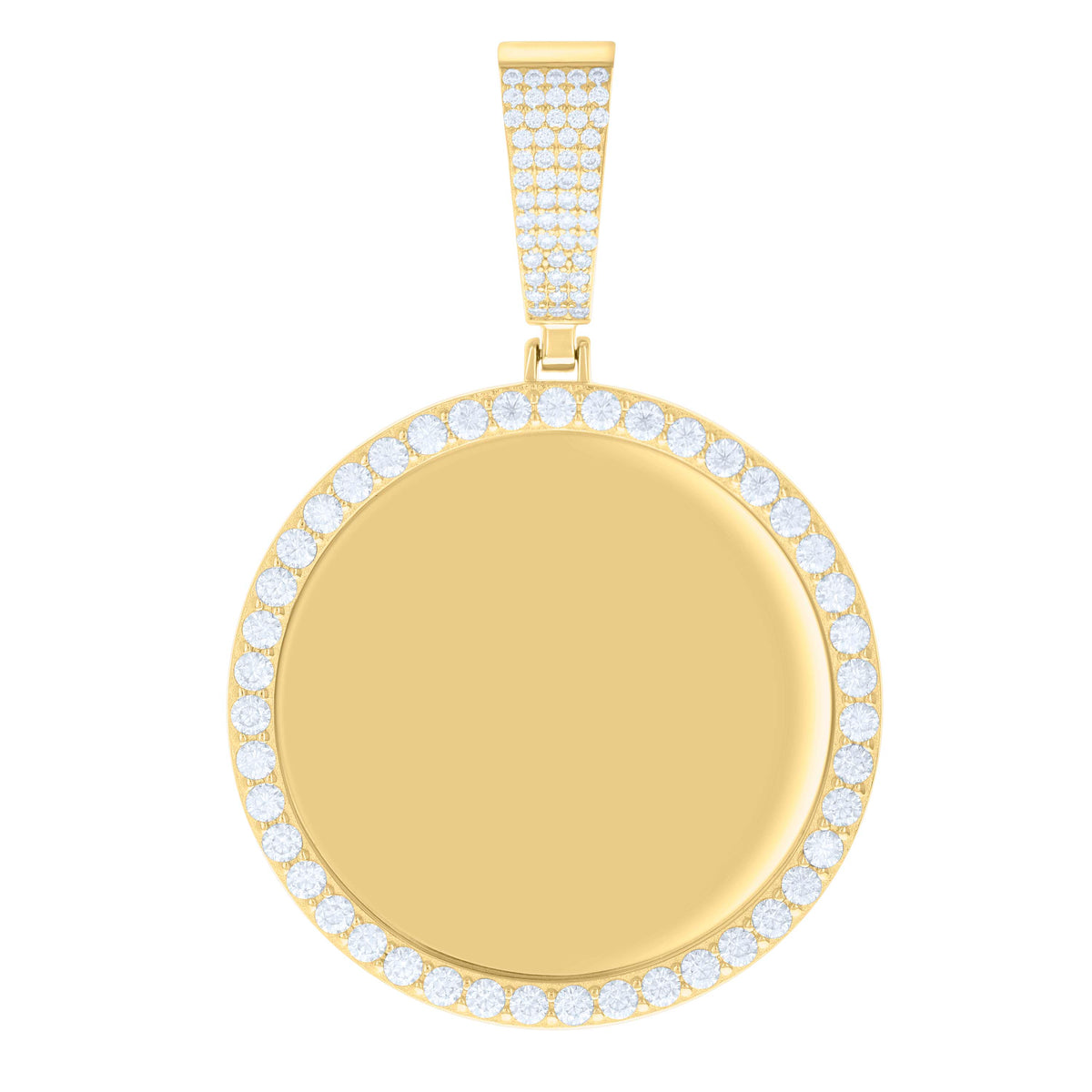 925 Sterling Silver Yellow-tone Mens 3.04ct Moissanite Circle Picture Frame Pendant