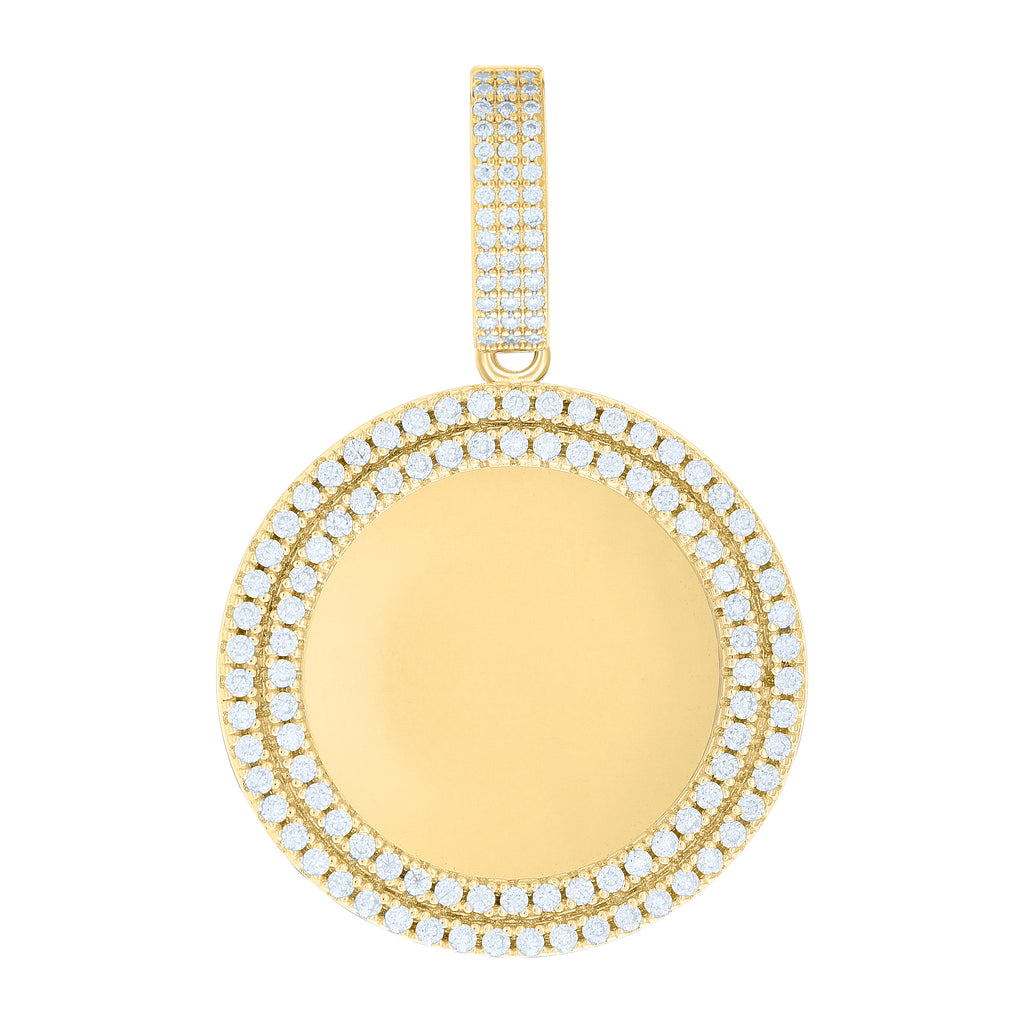 925 Sterling Silver Yellow-tone Mens 1.72ct Moissanite Picture Frame Charm Pendant