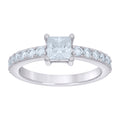 925 Sterling Silver Womens 1.00ct Baguette 0.82ct Round Moissanite Fashion Engagement Ring Size 5