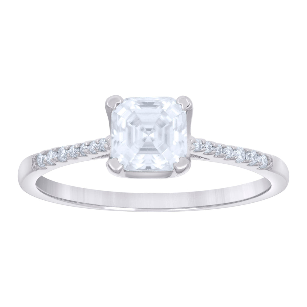 925 Sterling Silver Womens 1.42ct Cushion-cut Round Moissanite Solitaire Engagement Ring Size 6