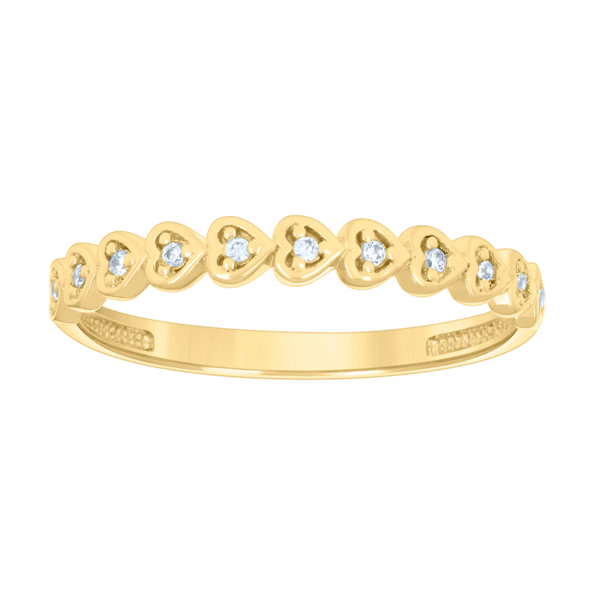 10K Yellow Gold Womens Cubic-Zirconia Multi Hearts Ring