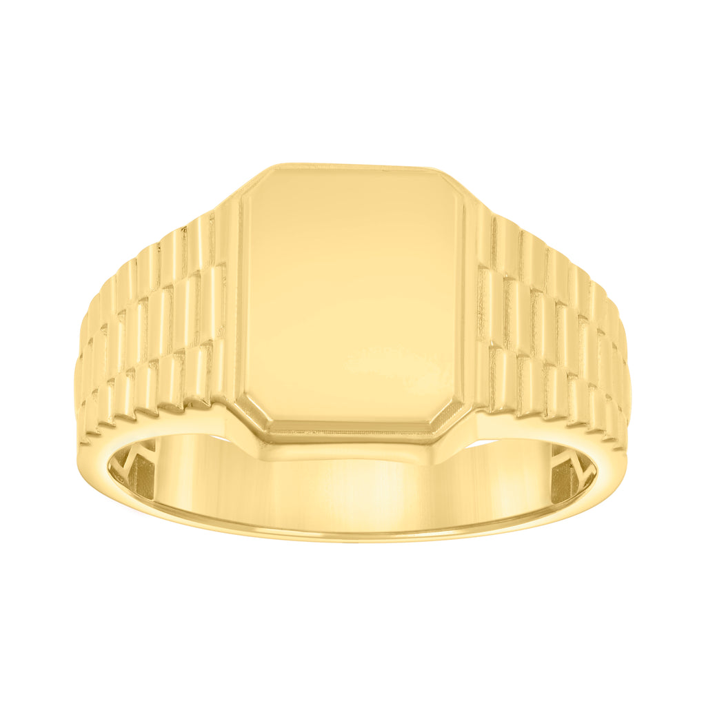 10K Yellow Gold Womens Octagon Head Signet Ring