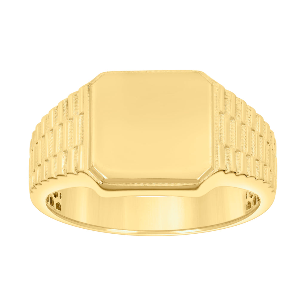 10K Yellow Gold Womens Octagon Head Signet Ring