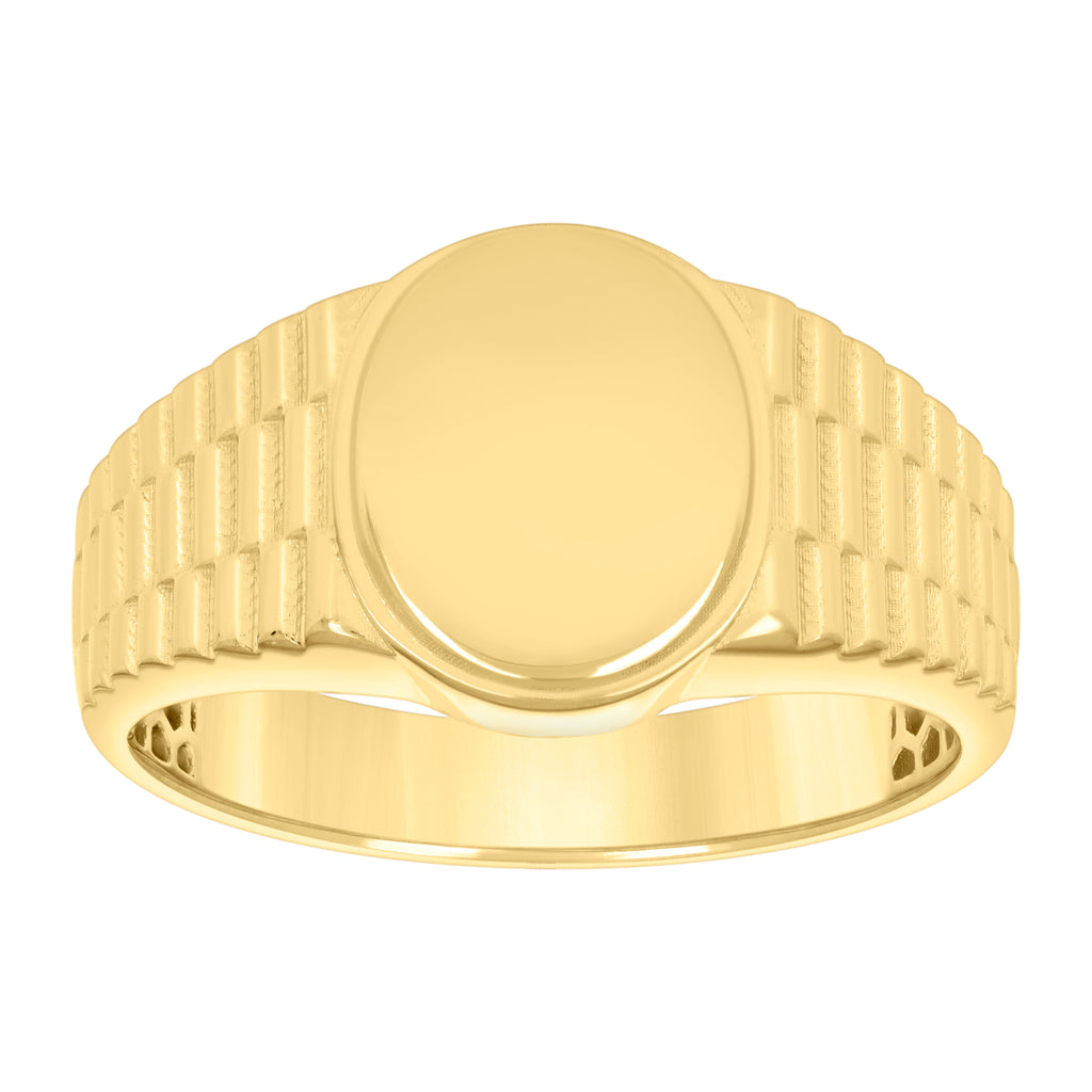 10K Yellow Gold Womens Oval Head Signet Ring