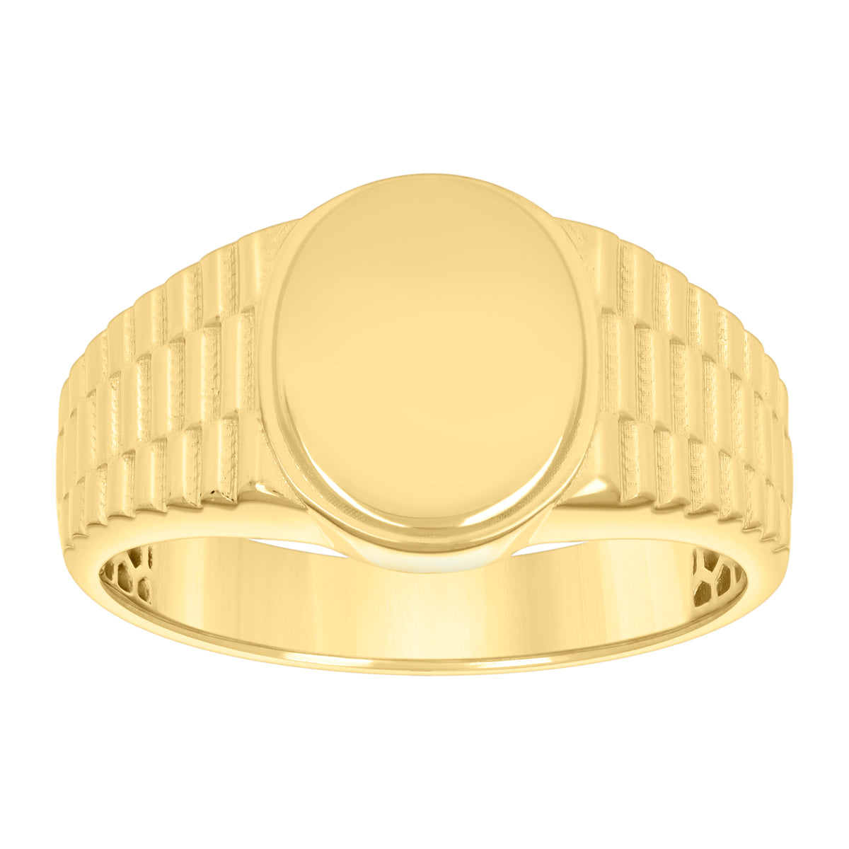 10K Yellow Gold Womens Oval Head Signet Ring