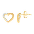 10K Yellow Gold Womens Cubic-Zirconia Heart Stud Earrings