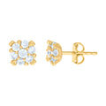 10K Yellow Gold Womens Cubic-Zirconia Flower Fashion Stud Earrings
