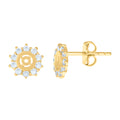 10K Yellow Gold Womens Cubic-Zirconia Flower Fashion Stud Earrings