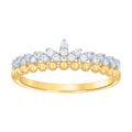 10K Two-tone Gold Womens Cubic-Zirconia Marijuana Leaf Fashion Ring