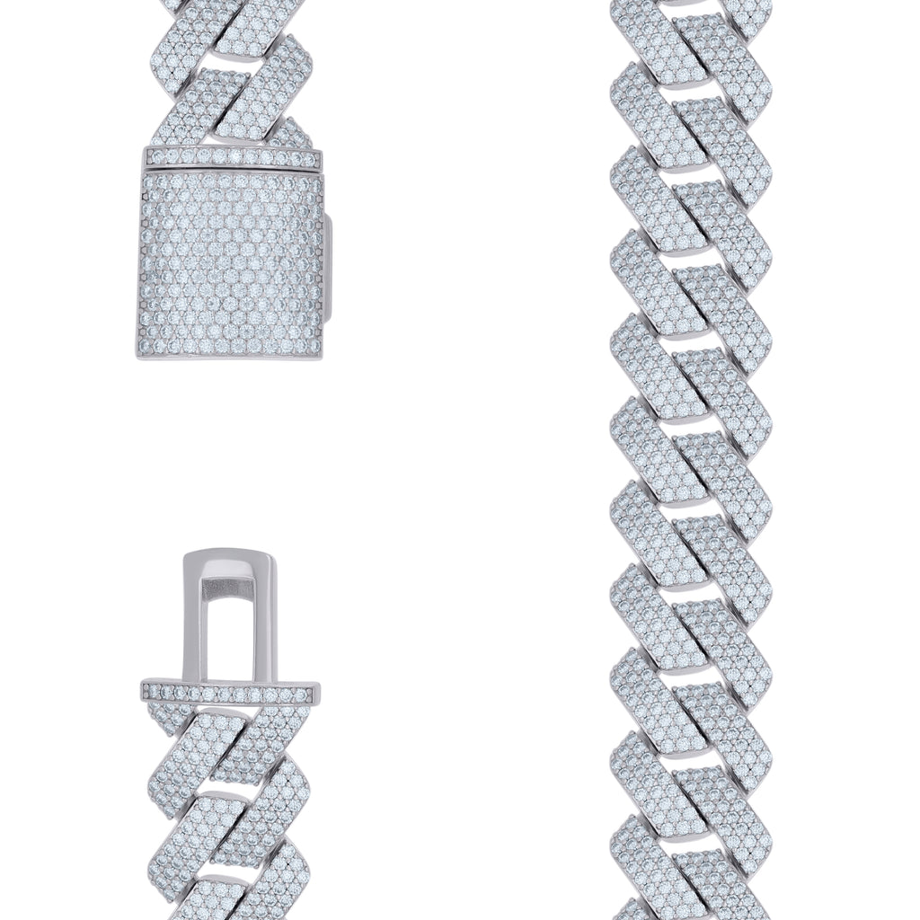 925 Sterling Silver Moissanite Miami Cuban Chain 22mm