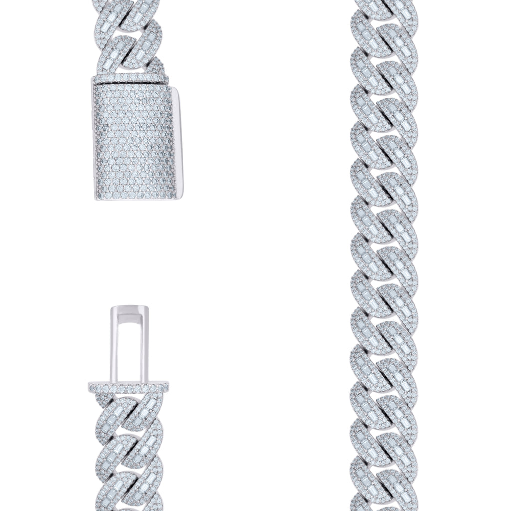 925 Sterling Silver 79.25ct Moissanite Miami Cuban Chain 18mm 22 Inches