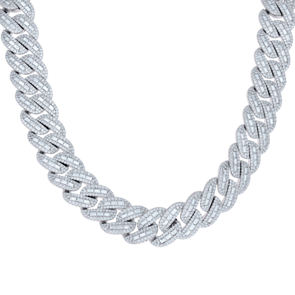 925 Sterling Silver 79.25ct Moissanite Miami Cuban Chain 18mm 22 Inches