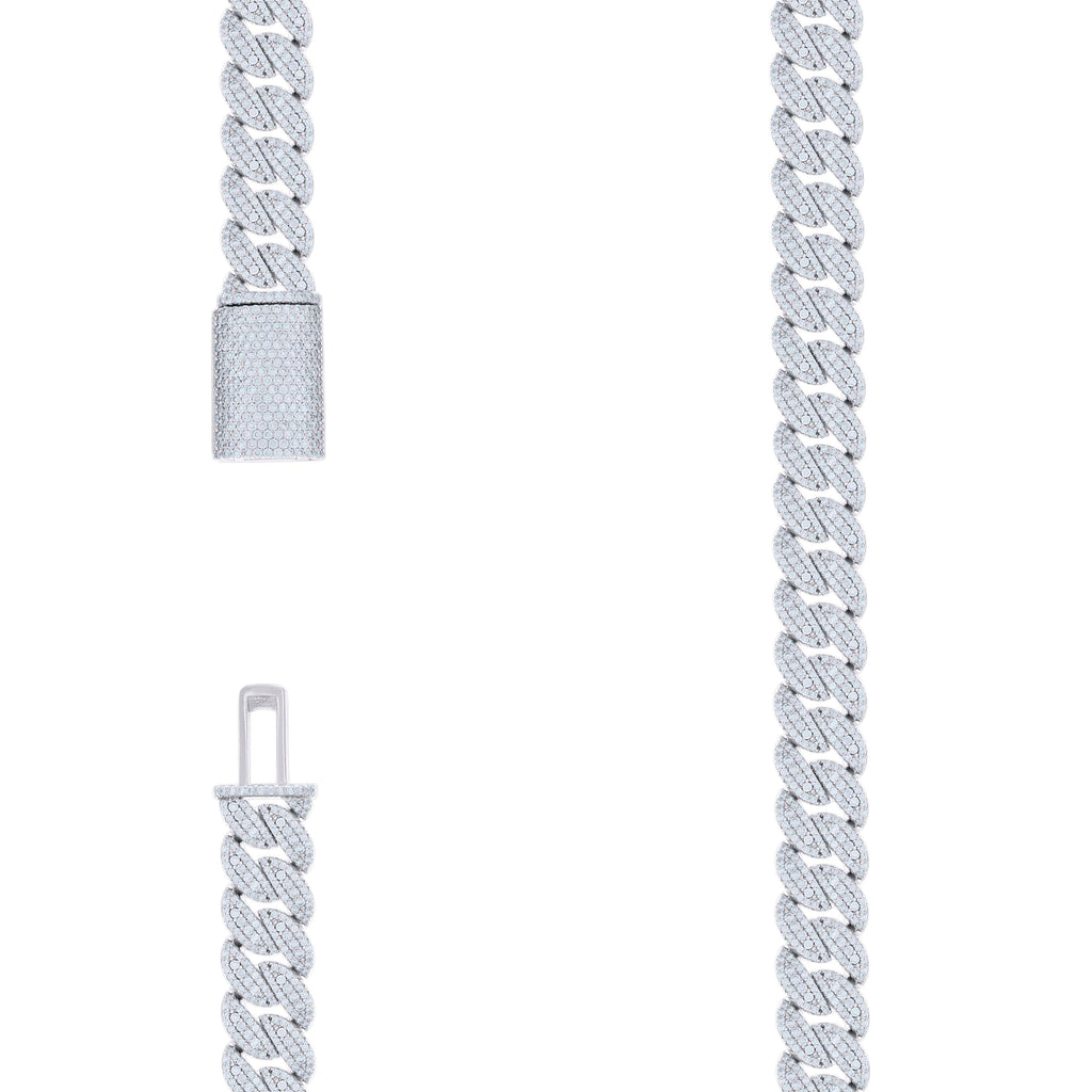 925 Sterling Silver 17.44ct Moissanite Miami Cuban Chain 10mm 18 Inches