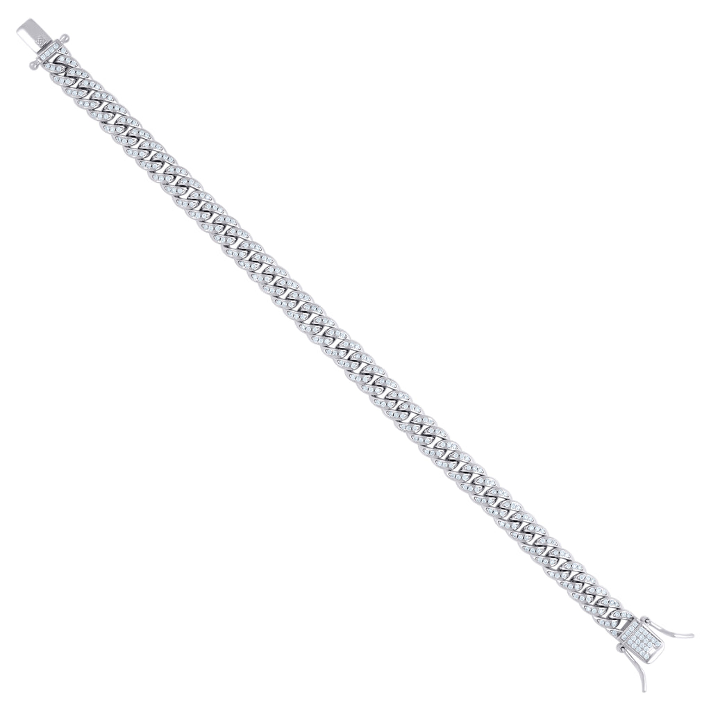 925 Sterling Silver 1.65ct Moissanite Miami Cuban Chain Bracelet 6mm 7 Inches