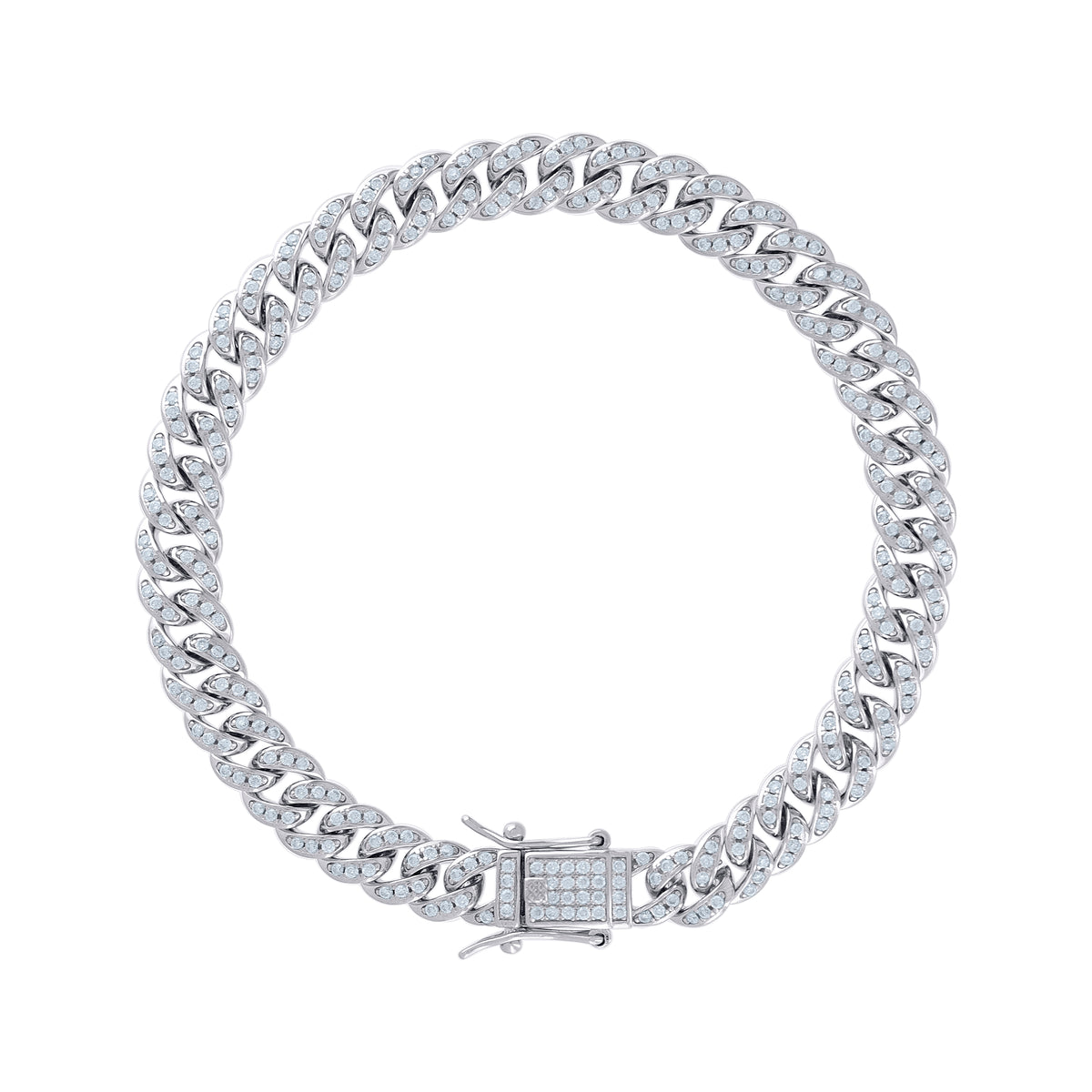 925 Sterling Silver 1.65ct Moissanite Miami Cuban Chain Bracelet 6mm 7 Inches